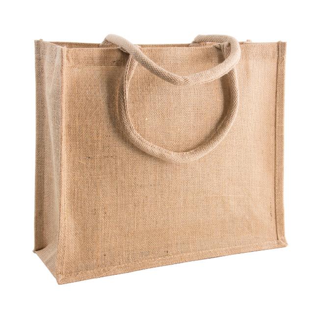 Сумки для покупок Сумка хозяйственная IVONA из джута и парусины с ручками и ламинацией для шопинга, размер 40х15х35 см Сумки для покупок Сумка хозяйственная IVONA из джута и парусины с ручками и ламинацией для шопинга, размер 40х15х35 см замовити з нанесенням логотипів в Uson